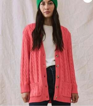 The Great. The Cable Grandpa Cardigan in Pink Size 1 or Small